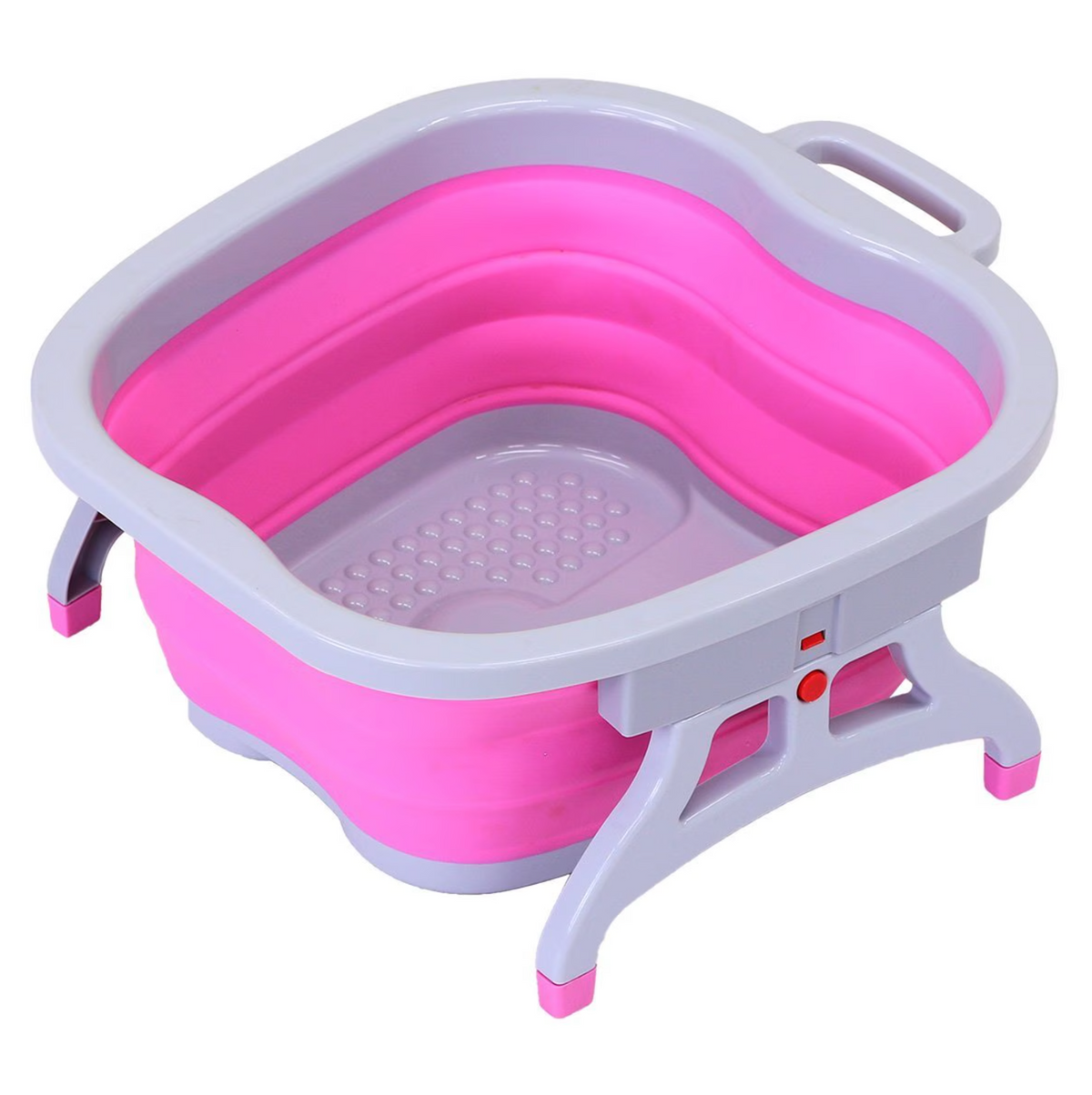 ピンクの折りたたみ式足湯バケツ